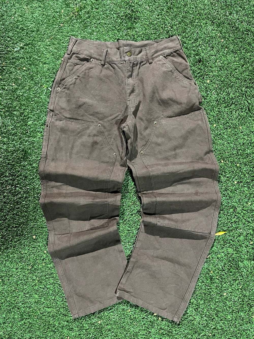 Carhartt like Double Knee Carpenter Work Pants in Brown